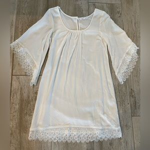 White Bell Sleeved Shift Dress